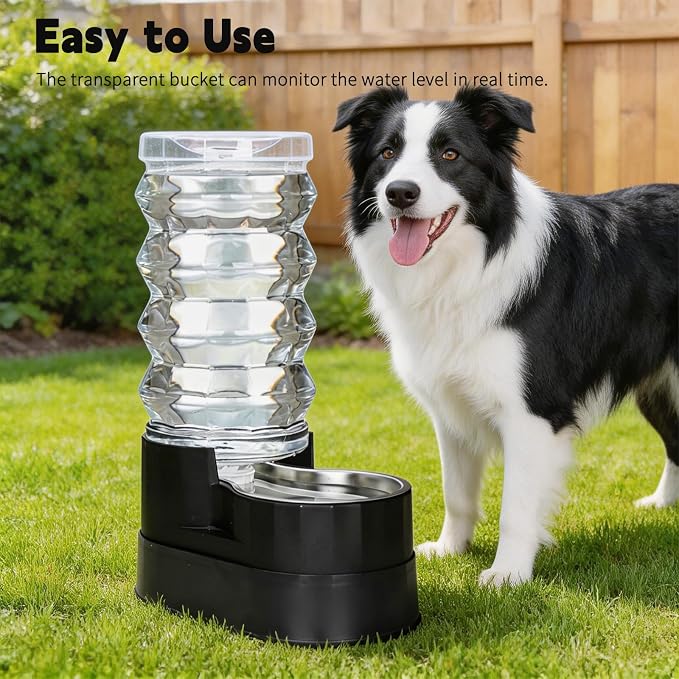 RIZZARI 9L Elevated Dog Waterer: Large Capacity Hydration | Raised Drinking Height/No Filter Maintenance/No Power Needed /Gravity Refill/Stainless Steel Bowl /Indoor/Garage - Image 6