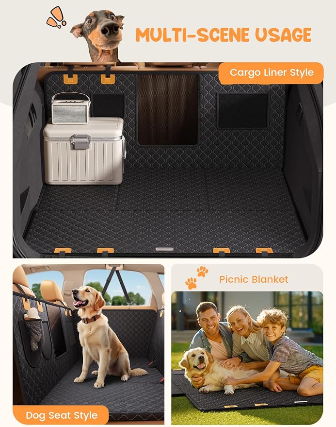 Lamicall Dog Car Seat Cover for Back Seat with Hard Bottom for Car & SUV L | Upgraded Anti-Ripped Back Seat Extender for Dogs, Waterproof Dog Hammock for Car with Mesh Window, Pet Backseat Protector - Image 6