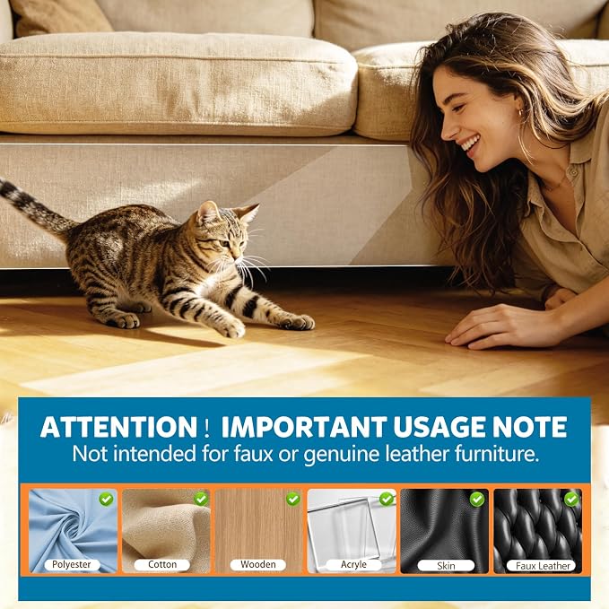 Anti Cat Scratch Furniture Protector – Clear Thicken Vinyl Tape 160"x17", Single-Sided Sticky Couch Protector from Cat Claws, Flexible Guard for Sofa Corner Door Walls Bed Leather - Image 2
