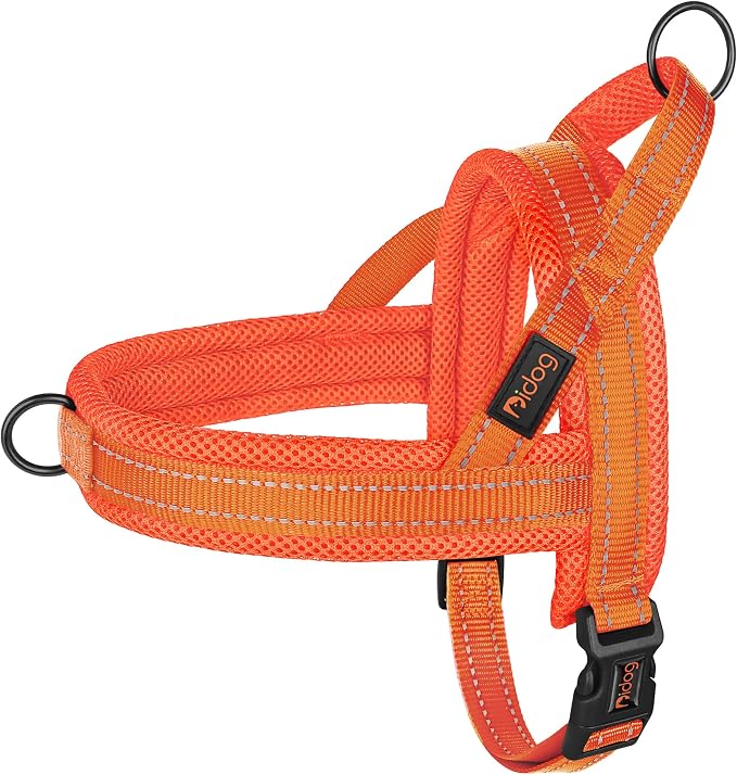 No Pull Dog Harness for Small Dogs, Breathable Mesh Padded, Orange, S | Quick Fit, Easy On and Off, Lightweight, Reflective Vest Harness for Night Safty, Easy for Walking and Training, Chest 18-22" by Didog