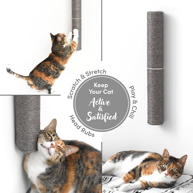 18" Compact Wall Mounted Cat Scratcher, Sisal Scratching Post - Grey - Image 5
