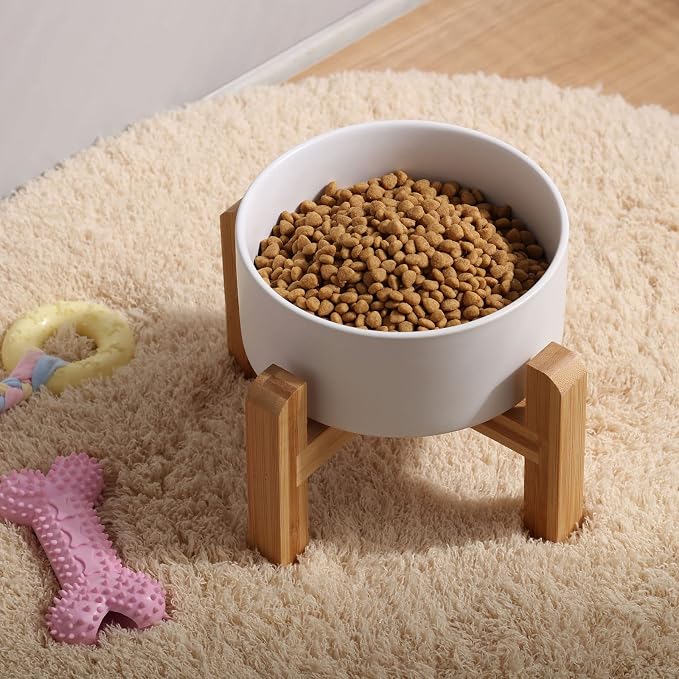 Petygooing White Elevated/Raised Ceramic Dog Bowl for Small Breeds, Dog Food Water Dish with Stand,Pet Feeding Bowl with Anti Slip Rubber for Cats and Small Dogs Puppy 13.5 OZ (5.1In / 1.7 Cups - Image 6
