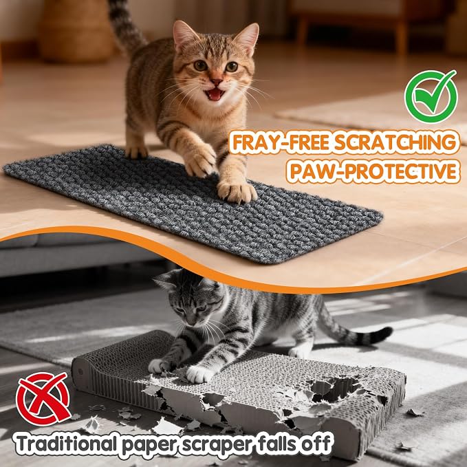 Wall Cat Scratcher for Indoor Cats,Corner Furniture Protector Grey | 23.6x11.8" wall corner cat scratcher,Durable scratching board protects door, wall and couch furniture,Easy mount - Image 3