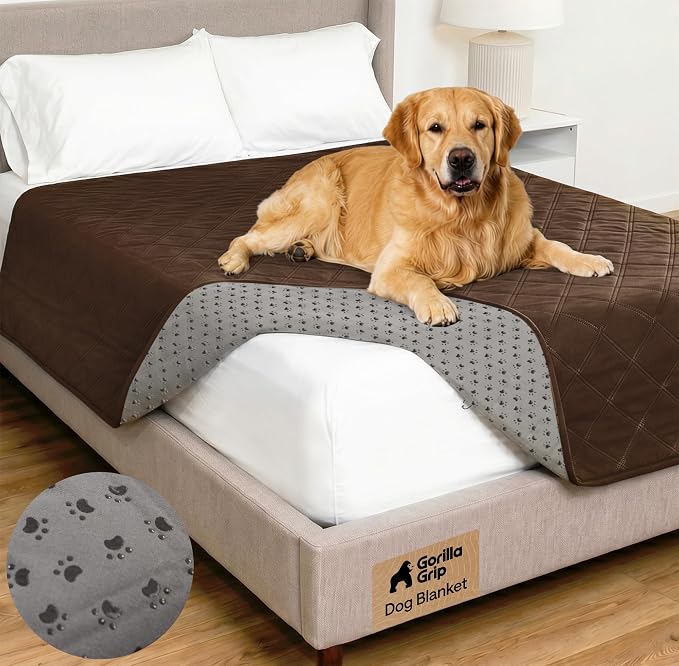 GORILLA GRIP® Waterproof Dog Blanket, Couch Cover for Dogs, 68x82 Chocolate | Silicone Grip Backing, Washable, Leakproof, Protects Sofa, Sectional, Bed, Crate, Car and RV, Senior Pet Essential by Unknown