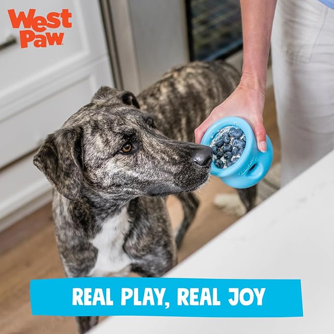 WEST PAW Zogoflex Toppl Interactive Treat Dispensing Puzzle Dog Toy for Mental Stimulation & Enrichment-Holds Kibble & Treats-Lickable, Freezable & Dishwasher Safe-Made in USA-XL-Sunflower Yellow - Image 8