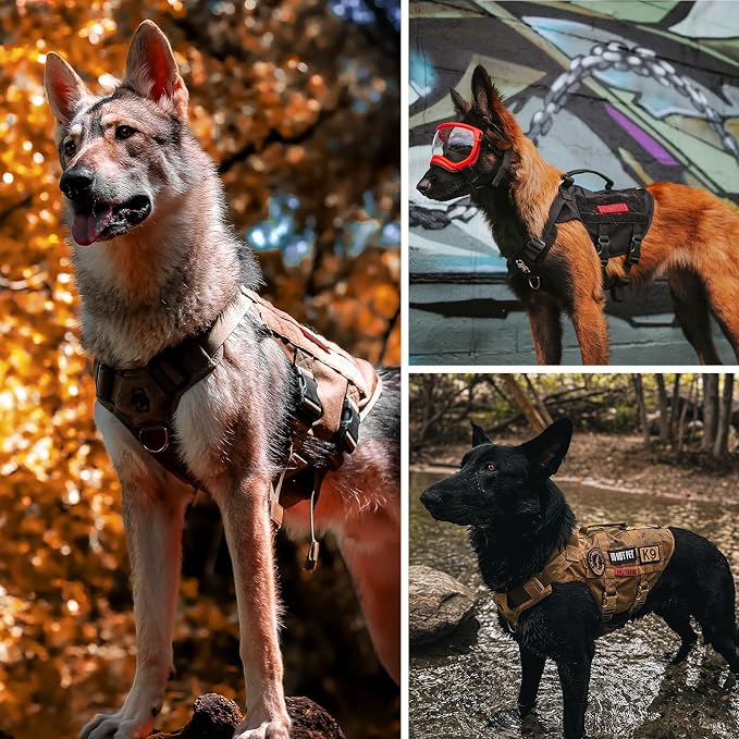 OneTigris - Tactical Dog Harness No Pull for Medium Dogs, Breathable Mesh Design, Service Dog Vest with Handle and Molle Bags, Adjustable Suit for Walking Hiking - Image 8