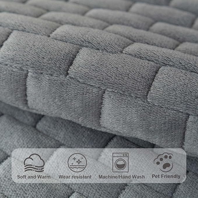 Washable Velvet Dog Couch Cover, Plush Pet Sofa Furniture Protector for 2-3 Cushion Couch, Non-Slip Washable Cover for Dogs(1PC/27.6"x82.7",Dark Grey) - Image 4