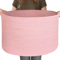 MEGASKET 115L Oversized Pink Basket, 23.6"x15.7" Woven Cotton Rope Bin with Handles, XXXL Blanket Storage for Living Room, Kids Toy Storage Bin Box, Baby Laundry Basket for Organizing, Pink Room Decor by MEGASKET
