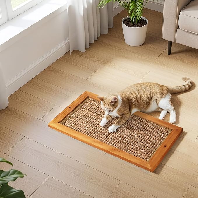 Cat Scratching Post - 2PCS Large, Wooden Sisal Cats Wall Scratcher, Floor or Wall Mounted Vertical Cat Scratch Pad for Indoor Cats Adults or Kittens, Cat Wall Furniture Protector - Image 7