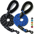 2 Pack Dog Leash,Heavy Duty Nylon Rope Pet Leashes(5FT-1/2,Black/Dark Blue) | Comfortable Padded Handle, Anti-tangle Swivel Clip, Reflective for Night Walks and Training, Climbing Rope for Strong Pullers by BOOMIBOO