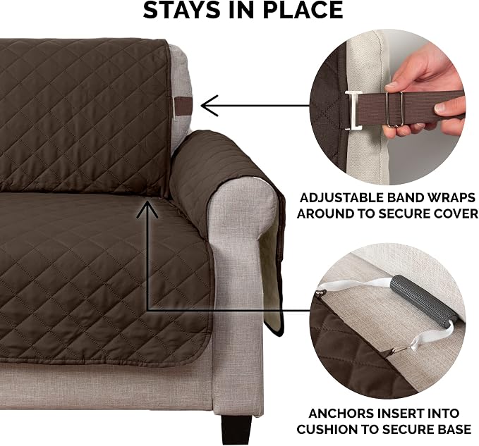 Furhaven Water-Resistant & Reversible Loveseat Cover Protector for Dogs, Cats, & Children - Two-Tone Pinsonic Quilted Living Room Furniture Cover - Espresso/Clay, Loveseat - Image 9