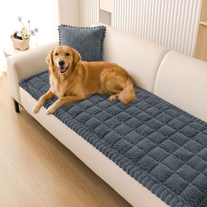 Smiry Couch Cover for Dogs, Non Slip Fuzzy Pet Sofa Covers Washable | Sofa Slipcovers for 2 Cushion Couch, Soft Thick Furniture Protector for Cats Dogs, Against Fur, Dirt, Scratch (27.6"x47") by Smiry