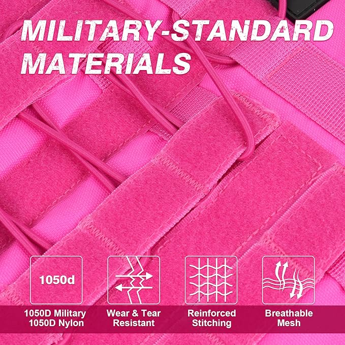 No Pull Tactical Dog Harness for Large Dogs, Service Dog Vest, XL, Pink | Tactical Dog Vest Harness and Leash Set, Adjustable Military Service Dog Harness with Handle for Medium Large Dogs - Image 2