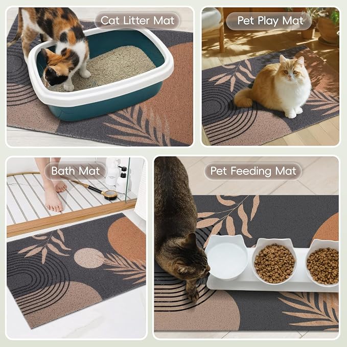 Cat Litter Mat Litter Trapping Mat, 40"x30" Waterproof Urine Proof Litter Box Mat Catcher Mat Non-Slip Washable for Kitty Kitten, Black - Image 7