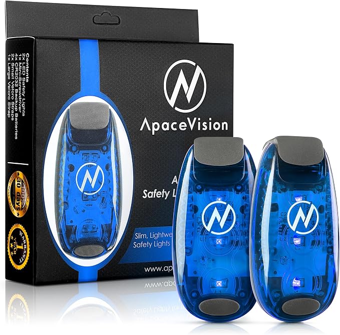 LED Safety Light (2 Pack) - Clip On Strobe/Running Lights for Runners, Dog, Bike, Walking, Boat, Kayak, Stroller and More - High Visibility Accessories for Your Reflective Gear, Bicycle by ApaceVision