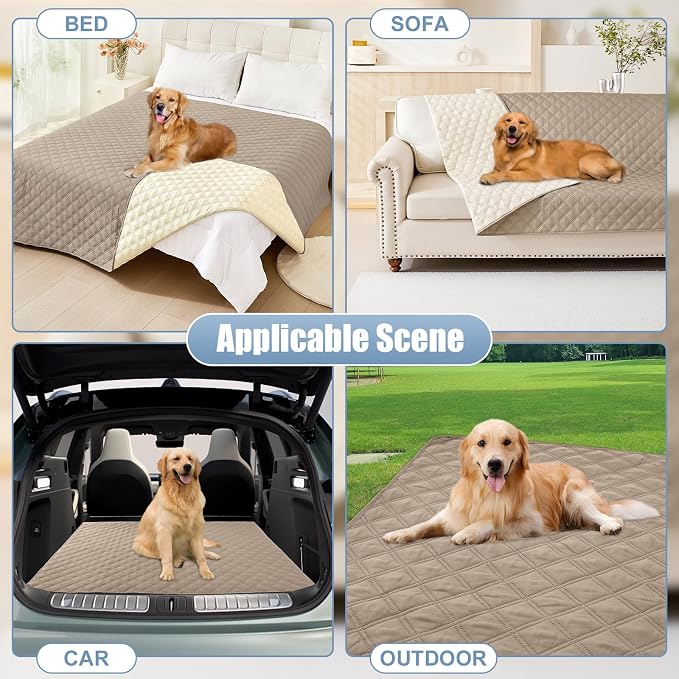 Smiry Waterproof Reversible Pet Couch Covers for Dogs | Pet Friendly, Soft Fabric, Washable Sofa Furniture Protector for Dogs Cat Kids, Checkered (30"x70", Taupe/Beige) - Image 7