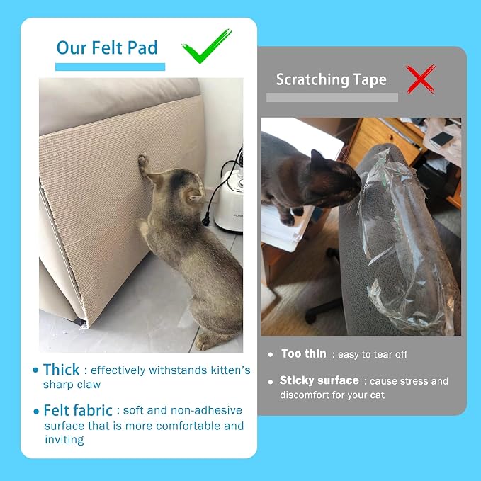 Self Adhesive Cat Scratch Mat to Protect Furniture from Claws Scratching | 16 x 78 in Couch Corner Protector,Customizable Size Scratch Pad - Image 4