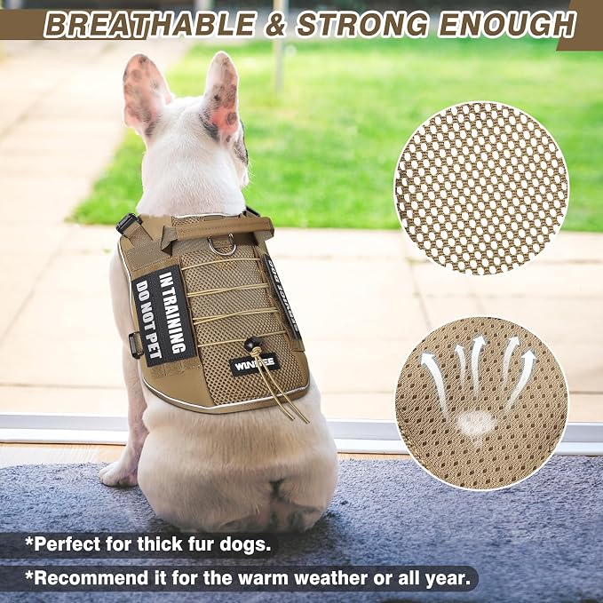 WINSEE Service Dog in Training Mesh Harness with 10 Removale Pet Patches | Breathable material, adjustable straps, reflective trim, lightweight but durable, great for training, walks, and outings - Image 2