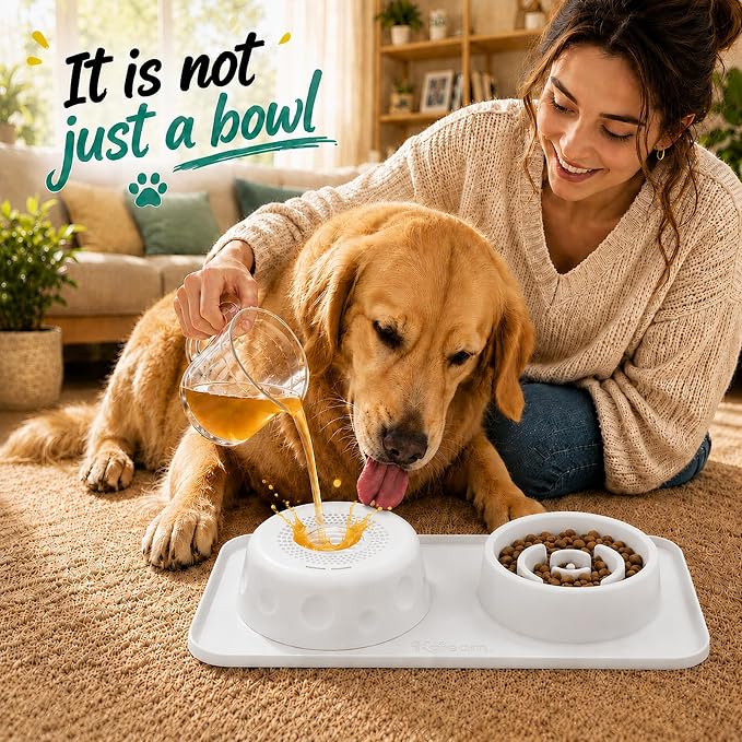 2 in 1 Silicone Slow Feeder Dog Bowl & Lick Bowl,Pet Feeding Bowl | Food Grade Silicone for Slow Eating, Anxiety Relief & Mental Stimulation, Non-Slip Dog and Cat Bowl - Image 4
