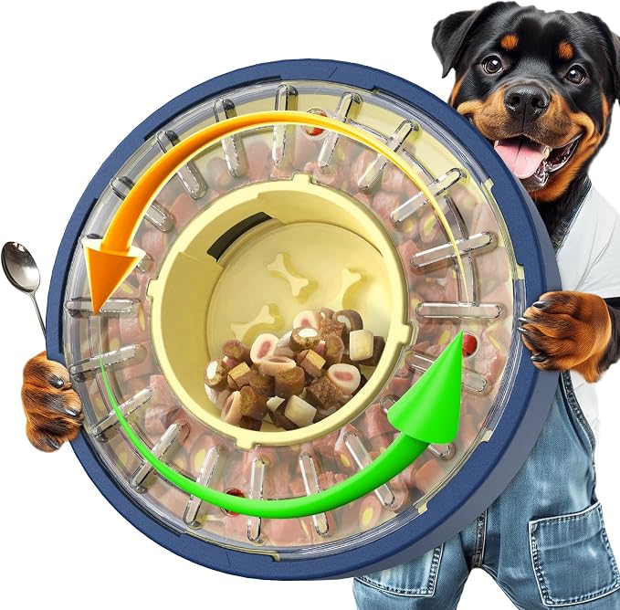 KADTC Adjustable 5-60 Min Slow Feeder Dog Bowl & Puzzle Feeder Anti-Gulping | 4-Cup Spinning Food Dispenser Turns Daily Meals Into Energy-Burning Enrichment, Eases Boredom, Builds Calmer Mealtime Rhythms by KADTCINTELLIGENCEDEVELOPMENT