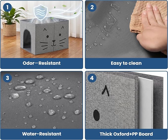 Dog Proof Cat Litter Box Enclosure, Gray | Side Arched Entrance, High-Sided, Waterproof, Cat Box Enclosure Splash Guard, Reduces Litter Scatter & Urine Spray - Image 3