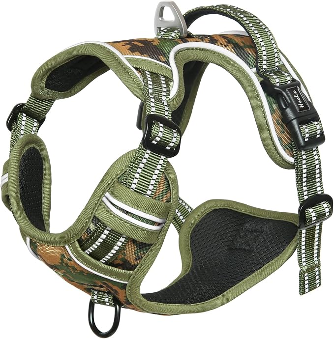 HEELE Dog Harness, No Pull Adjustable Padded Reflective Harness for Small Medium Large Dogs with Handle for Walking Training, Camo Green, S | No Choke with Control Handle, Soft Breathable Padded Pet Vest, Adjustable, Reflective Front Clip Vest for Nigh... - Image 6