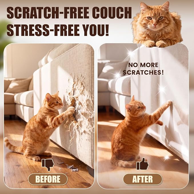 THLHKD Cat Scratch Furniture Protector, 18PCS Single Sided Couch Protectors Tape from Cats Claws Scratching, Thicken Clear Sheets Proof Clawing Sofa Corner Protection Cover Anti Scratch for Furniture - Image 6