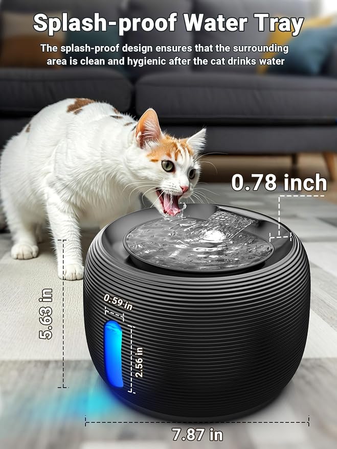 Kastty 3.5L/118oz Large Capacity Cat Water Fountain for Cats Indoor FS77 | Ultra Quiet Pet Water Fountains Water Level LED Light Multi-Filtration BPA-Free, Automatic Cat Fountain Easy Cleaning (Black) - Image 7