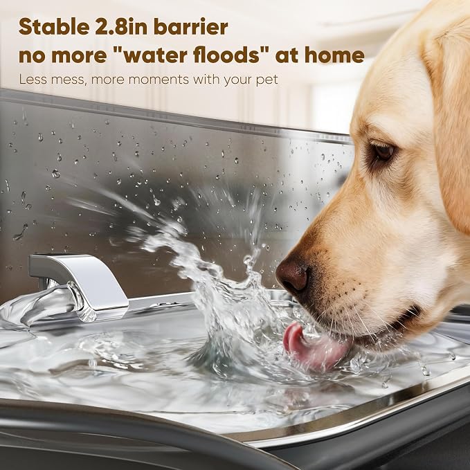 Large Stainless Steel Dog Water Fountain no Spill, 2.1Gal/8L with 8 Filters | Automatic Dog Water Bowl Dispenser, Super Quiet Cat Fountain, Dog Bowl to Drinkg Inside, Gifts for Pets - Image 2