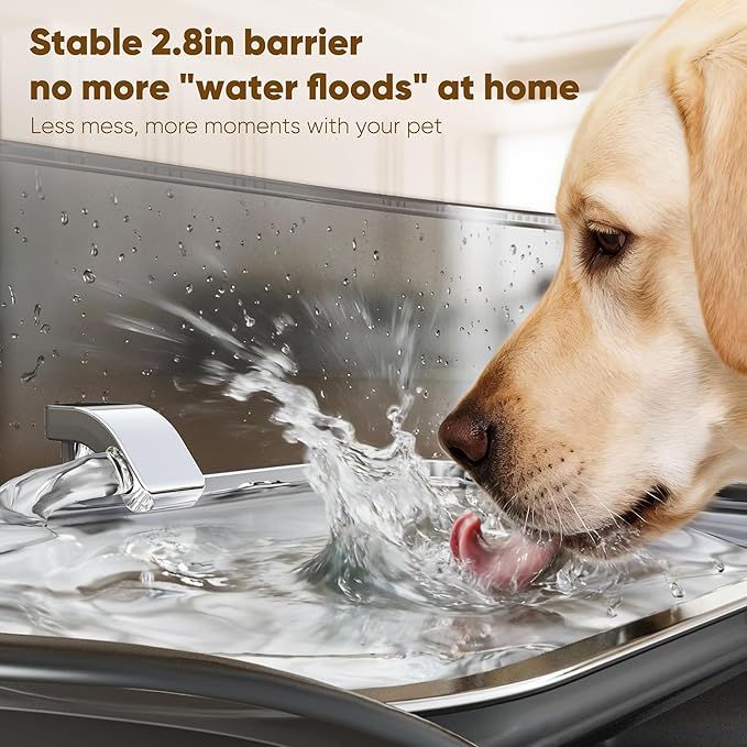 No Spill Dog Water Fountain Stainless Steel, Large 8L/2.1Gal Ultra Quiet | Pet Water Fountain for Cats Dogs Indoor, Automatic Dog Water Bowl Dispenser - Image 2