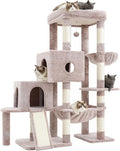 Hey-brother Cat Tree Tower with Plush Steped Condos, Big Platform, MPJ071MU | 50 Inches Tiered Climbing Cat House with Sisal Scratching Posts, Spacious Hammock, Cozy Basket for Indoor Cats, Muchroom by Hey-brother