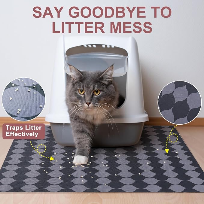 BEAUTYZOO Cat Litter Mat, 32" x 45" Large Litter Trapping Mat, Waterproof | Scatter Control, Absorbent Urine‑Proof, Soft On Paws, Non‑Slip, Machine Washable, For Indoor Cats & Kittens, Floor Use - Image 3