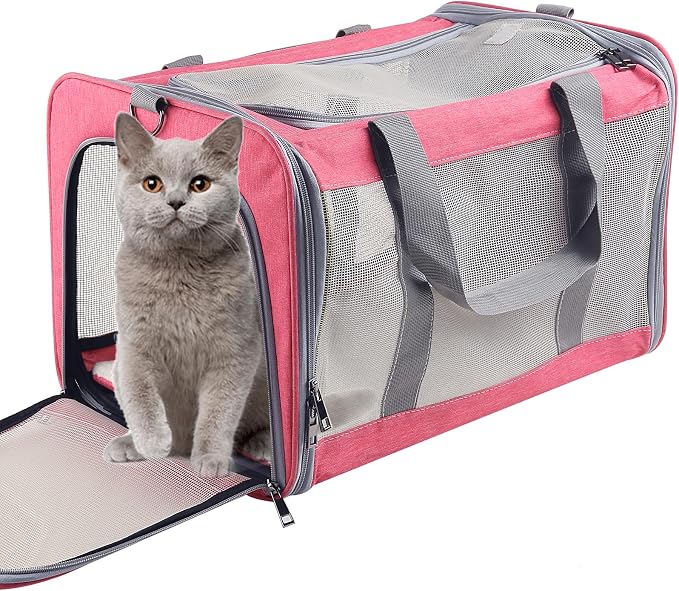 Cat Dog Carrier for Small Medium Cats Pet Carrier for Large and Medium Cats Puppies Portable Cat Carrier Soft Pet Carrier for Cats Cat Bag Carrier Airline Approved Cat Carrier(Large, Pink) by Atvobiy