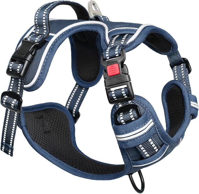 Timos Small Dog Harness, No Pull No Choke, Easy On & Off, Royal Blue, S | Adjustable Reflective Soft Padded, Neck Quick Release with 3 Buckles, Front & Back 2 Clips and Handle for Walking Training - Image 9