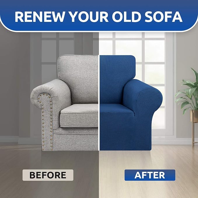 KEKUOU Stretch Chair Sofa Slipcover, Single Couch Cover,Classic Blue | 1-Piece Washable Sofa Cover,Pet Friendly (31"-55") Furniture Protector Soft Jacquard Elastic Bottom for Dogs & Kids - Image 7