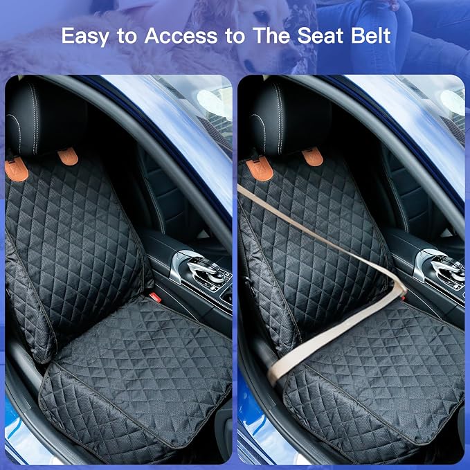 PETICON 2 Pack Pet Car Seat Cover for Front Seat, Captain Chair Seat Cover | Waterproof Pet Seat Protector, Full Protection with Side Flaps, Non-Slip, Large Front Storage Pocket, Fits Cars/Trucks/SUVs - Image 6