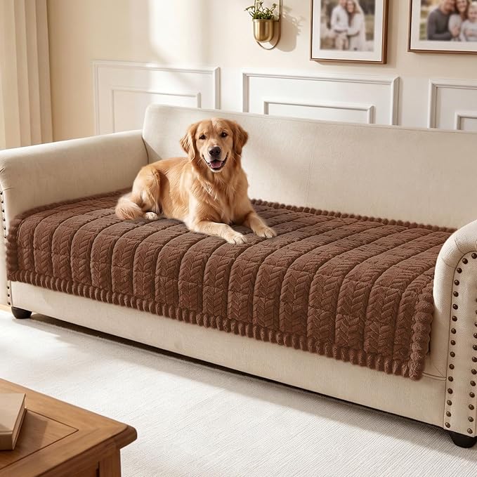 Smiry Couch Cover for Dogs, Non Slip Fuzzy Pet Sofa Covers Washable | Sofa Slipcovers for 3 Cushion Couch, Soft Thick Furniture Protector for Cats Dogs, Against Fur, Dirt, Scratch (35.4"x82.7") by Smiry