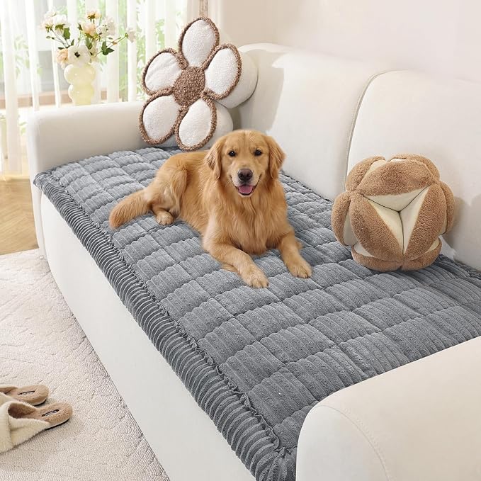 OstepDecor Couch Cover for Dogs, Washable Non Slip Sofa Cover for Pets | Soft Couch Covers for Sofa, Loveseat and Sectional, Furniture Protector Against Pet Hair & Dirt (27.6" x 70.9", Blue Grey) by OstepDecor
