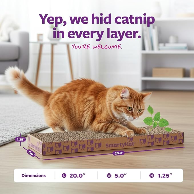 SmartyKat Scratch Up Corrugated Hanging Cat Scratcher, Catnip Infusion Technology - Brown, Single Wide - Image 3
