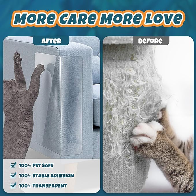 NO PINS Pain 16PC Anti Cat Scratch Furniture Protector (16PC-NO PINS) | High Quality and Transparent Vinyl Anti Cat Scratching - Image 4
