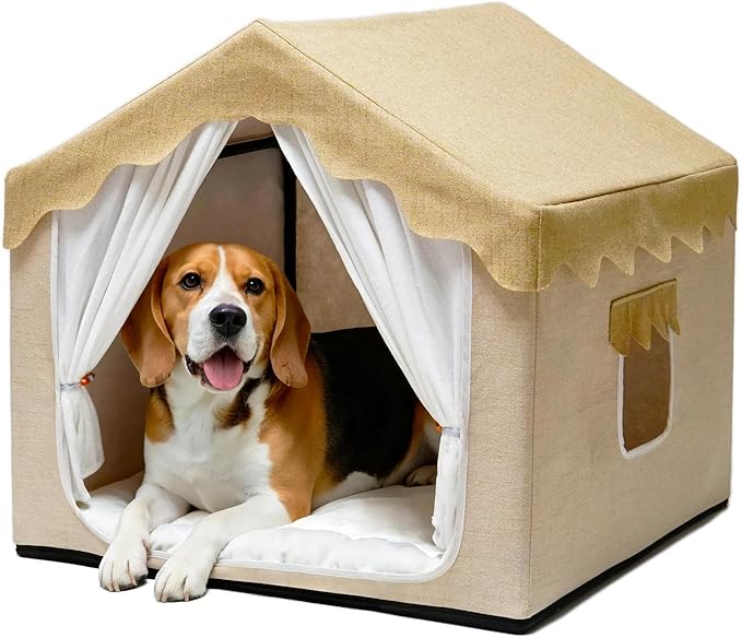 Boho Dog House Indoor, Soft Cozy Dog Cave for Small & Medium Dogs | Soft Dog Tent Bed with Sturdy Frame, Lightweight Portable, Machine Washable Pet Cave, Cozy Indoor Sleeping Nook by Unknown