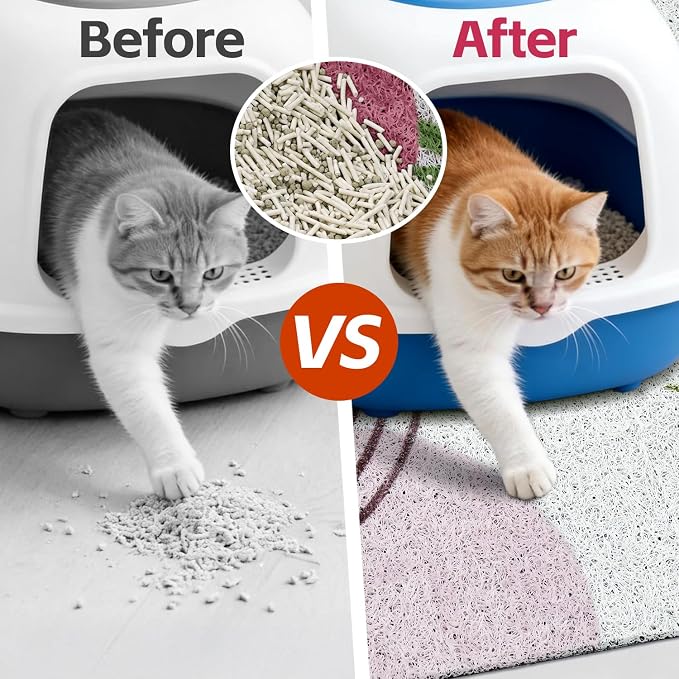Cat Litter Mat Litter Trapping Mat, 24"x15" Waterproof Urine Proof Litter Box Mat Catcher Mat Non-Slip Washable for Kitty Kitten, Pink - Image 2