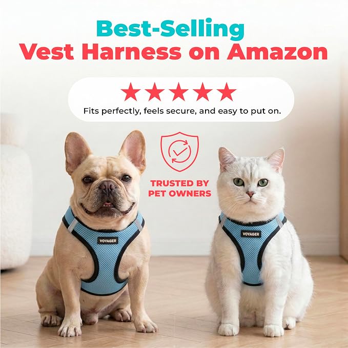 Voyager Step-in Air Dog Vest Harness - Baby Blue/Black Trim, Small | 14.5-16" in Chest, Reflective Bands, All Weather Breathable Air Mesh, Cats Compatible, Lightweight, Fast Drying - Image 6