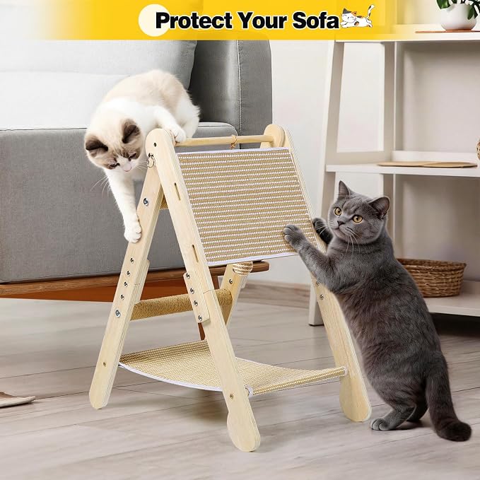 Cat Scratching Pads, Cat Scratch Board, Protecting Furniture Cat Scratcher with Toy Ball, Triangle Shaped 3 Usable Sides for Indoor Cats, Cat Scratch Post, Cat Toy Durable Woodboard Vertical - Image 5