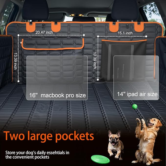 Reliadura SUV Cargo Liner for Dogs, Waterproof Pet Cargo Cover with Bumper Flap Protector, Scrachproof Non-Slip Dog Seat Mat for SUVs, Large Size Cargo Liner Universal Fit (Orange) - Image 2