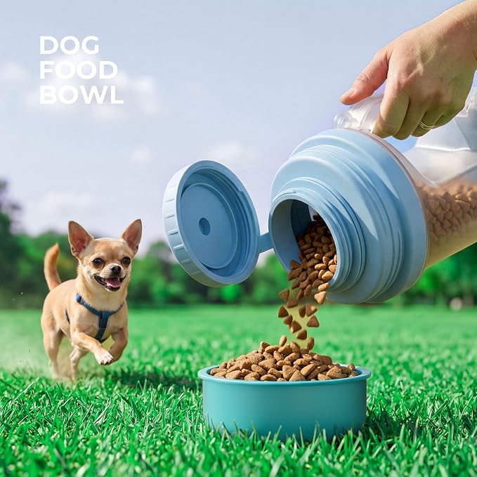 20.3oz Dog Water Bottle Portable with Food Container & 2 Bowls | Feeding & Hydration, 8.5oz Food Storage, 8.5oz Travel Water Bowl, 4.2oz Food Bowl, Portable Pet Dispenser for Hiking Camping - Image 5