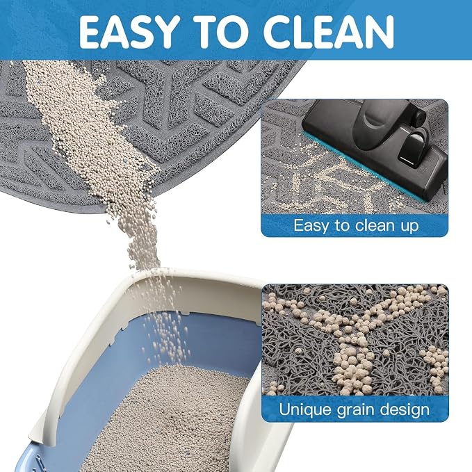 UPSKY Waterproof Cat Litter Mat Large 35" x 47" Soft on Kitty Paws, Gray | Litter Box Mat, Cat Litter Mat Litter Trapping Mat, Waterproof Scatter Control, For Indoor Cats, Easy to Clean - Image 4