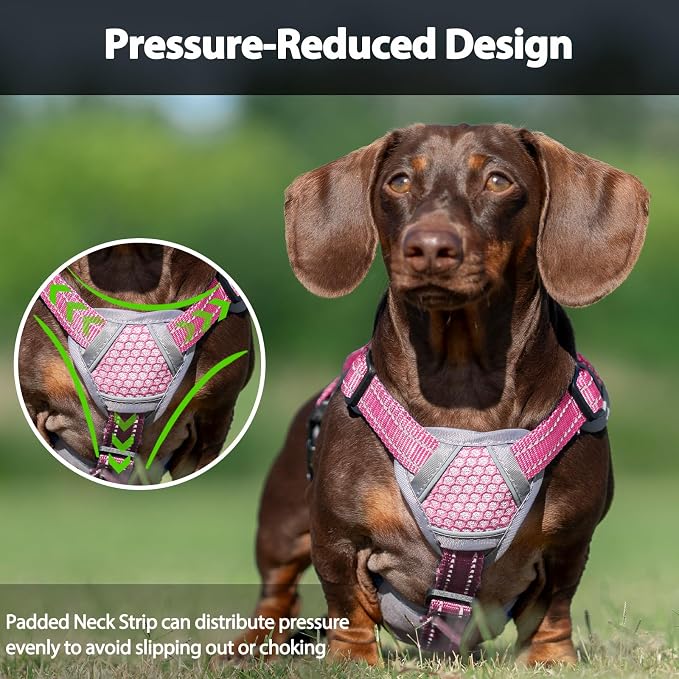 Escape Proof Dog Harness, Dachshund Harness, Reflective Dog Harness with Handle, Durable,Adjustable Vest for Small Medium Large Dogs Walking, Training, and Running Gear (Pink,M) - Image 5