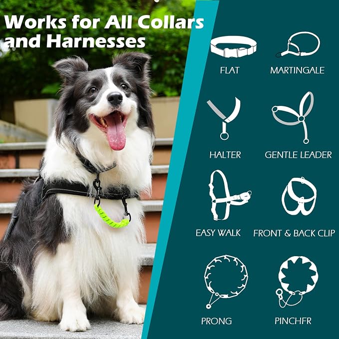 PetBonus Dog Collar Safety Clip, Handmade Prong Collar to Harness Connector | Dog Leash Backup Safety Strap, Escape Proof, Double Ended Clasp, Lead Connector for Pinch Collar, Harness (Neon Green) - Image 3