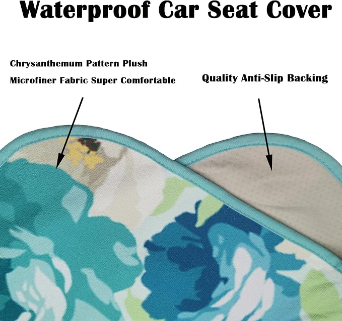 Car Seat Cover Protector Front Seats,for Gym Workout,Running,Swimming,Beach and Hiking,Waterproof Sweat Towel Bucket Seat Covers for Cars SUV Trucks (Chrysanthemum, 2Pcs) - Image 5